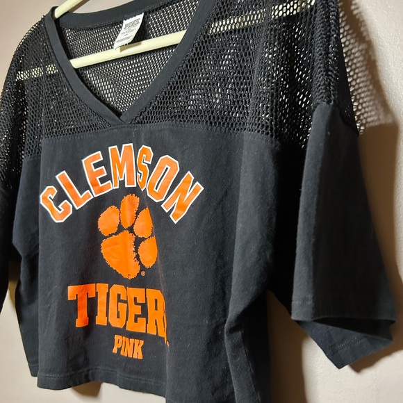 PINK Victoria's Secret Black and Orange Clemson Crop Top - Picture 3 of 7